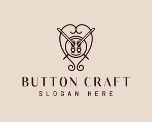 Sewing Needle Button Heart logo design