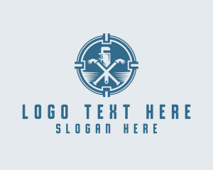 Wrench - Pipe Wrench Plumbing Tool logo design