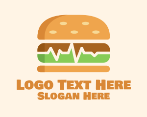 Food Truck - Hamburger Sandwich Pulse logo design