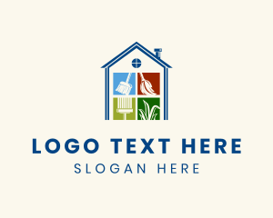 Grass - House Cleaner Tools logo design