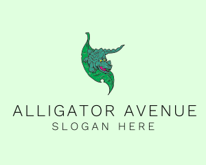 Alligator - Crocodile Reptile Leaf logo design