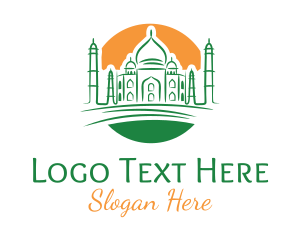 History - Taj Mahal India Drawing logo design