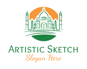 Drawing - Taj Mahal India Drawing logo design