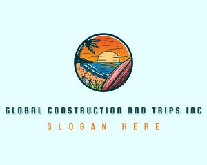Travel - Island Beach Sunset logo design