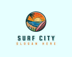 Island Beach Sunset logo design