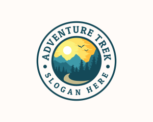 Backpacking - Forest Trail Mountain logo design