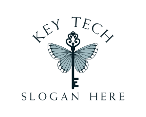 Stylish Butterfly Key logo design