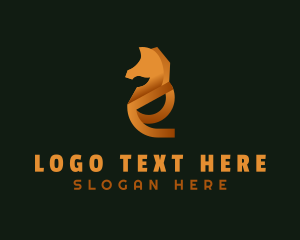 Gold - Elegant Horse Company Letter E logo design