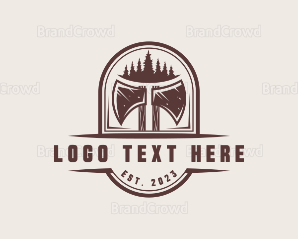 Axe Pine Tree Logger Logo