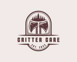 Axe Pine Tree Logger logo design