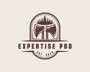 Axe Pine Tree Logger logo design