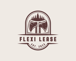 Axe Pine Tree Logger logo design