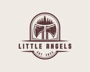 Axe Pine Tree Logger logo design