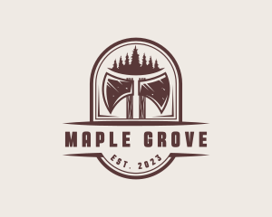 Axe Pine Tree Logger logo design