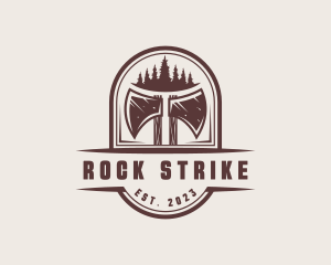 Axe Pine Tree Logger logo design