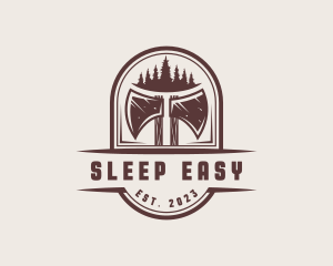 Axe Pine Tree Logger logo design