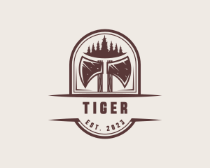 Axe Pine Tree Logger logo design