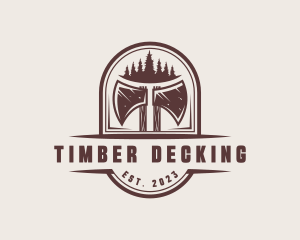 Axe Pine Tree Logger logo design