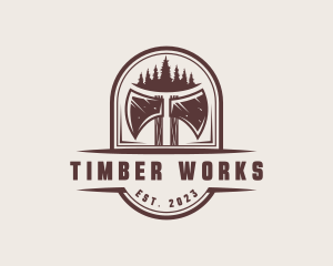 Timber - Axe Pine Tree Logger logo design