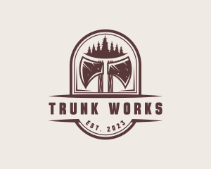 Trunk - Axe Pine Tree Logger logo design