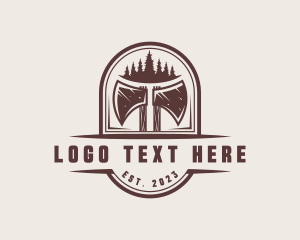 Timber - Axe Pine Tree Logger logo design