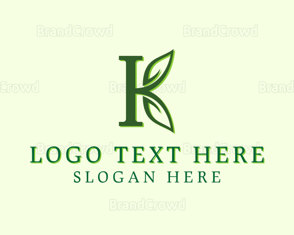 Gardening Leaf Letter K Logo