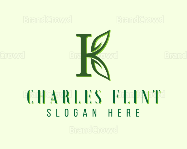 Organic Leaf Letter K Logo