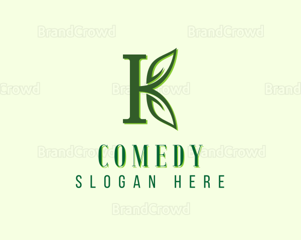 Organic Leaf Letter K Logo