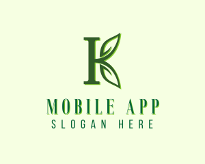 Organic Leaf Letter K Logo