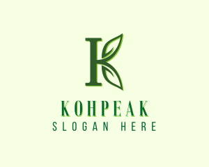 Organic Leaf Letter K logo design