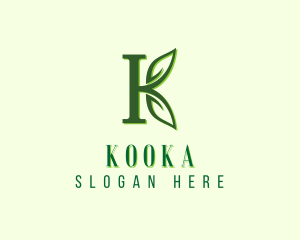 Organic Leaf Letter K logo design