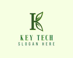 Organic Leaf Letter K logo design