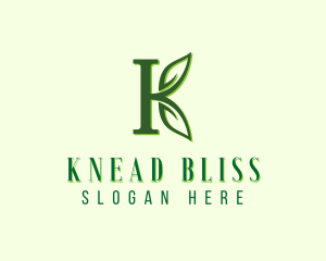 Organic Leaf Letter K logo design