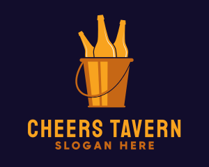 Gold Beer Bucket Pub logo design