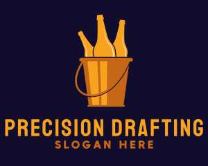 Gold Beer Bucket Pub logo design