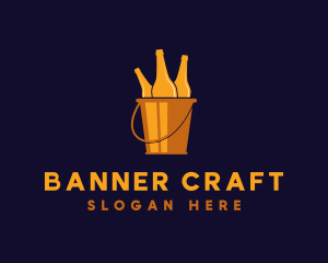 Gold Beer Bucket Pub logo design