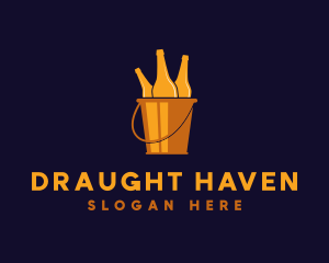 Gold Beer Bucket Pub logo design