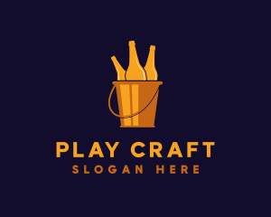 Gold Beer Bucket Pub logo design