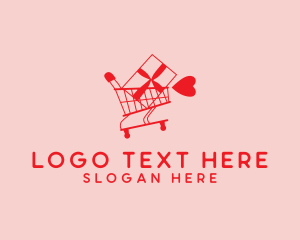Online Shop - Valentine Shopping Cart logo design
