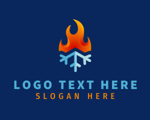 Hvac - Gradient Flame Snowflake logo design