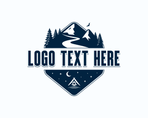 Tent - Travel Mountain Hiking logo design