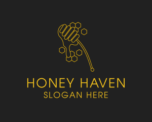 Yellow Honey Dipper Hexagon logo design