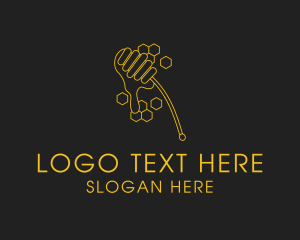 Minimal - Yellow Honey Dipper Hexagon logo design