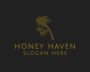 Yellow Honey Dipper Hexagon logo design