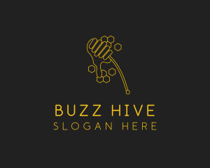 Yellow Honey Dipper Hexagon logo design