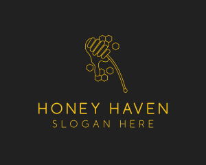 Yellow Honey Dipper Hexagon logo design