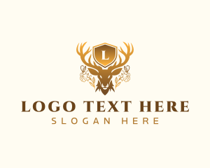 Elegant - Deer Floral Shield logo design