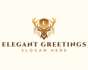 Deer Floral Shield logo design