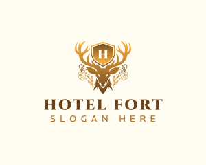 Deer Floral Shield logo design