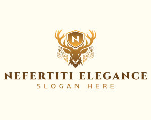 Deer Floral Shield logo design